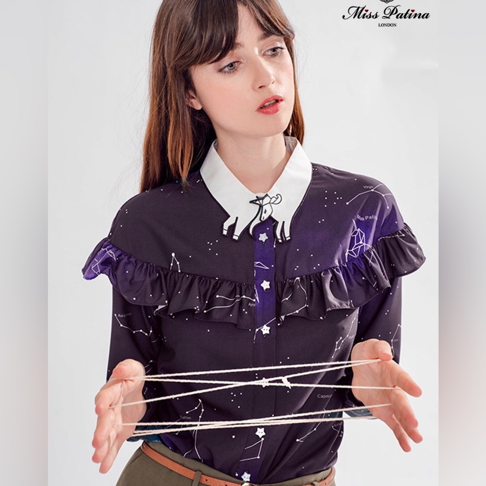 Miss Patina Starry Night Shirt Blouse